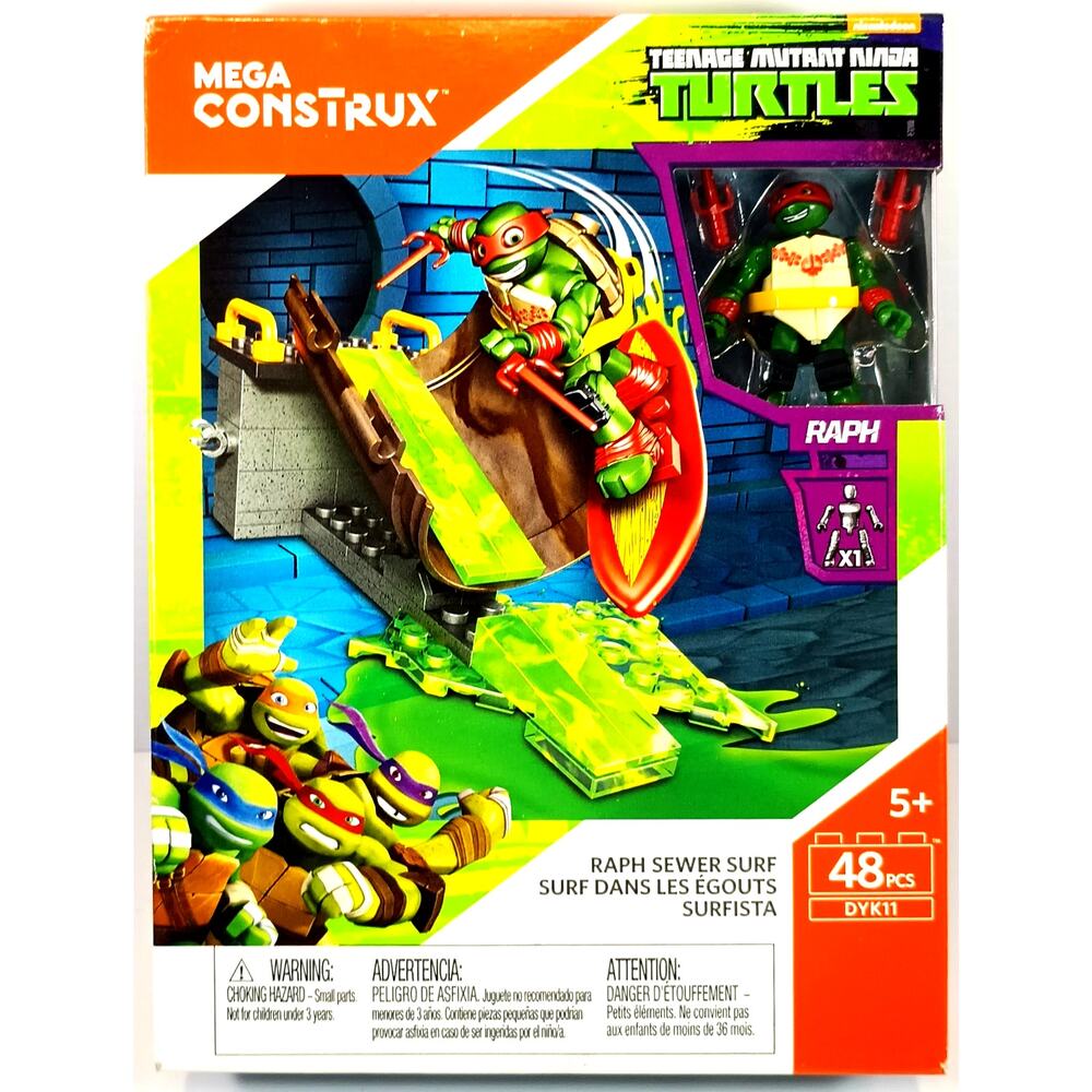 Mega Construx DYK11 Teenage Mutant Ninja Turtles RAPH SEWER SURF, New, See Pics!